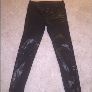 All Saints faux blk leather/Jean pants