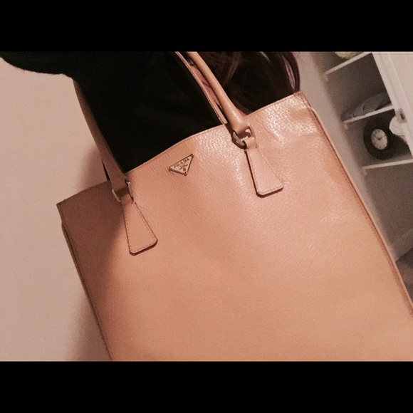 Prada Nude Camel Leather Bag Tote 100% authentic