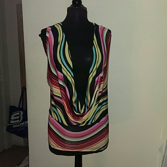Multi colored top. Low back low front