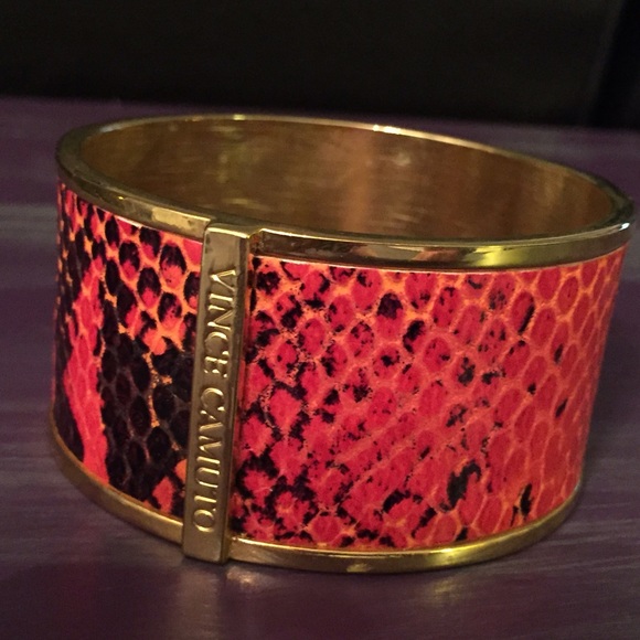 Vince Camuto Gold and Orange Snakeskin Bangle
