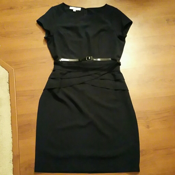 Navy work business peplum dress