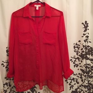 Red sheet button down