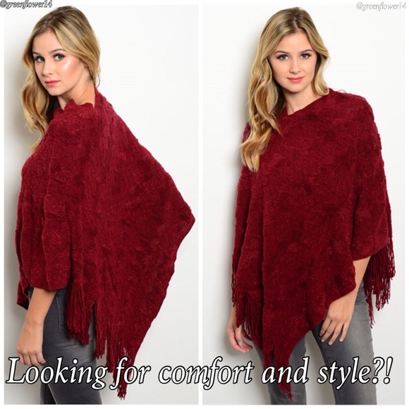 Burgundy Poncho - Picture 1 of 4