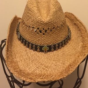 Women's Raffia Straw western hat NWOT