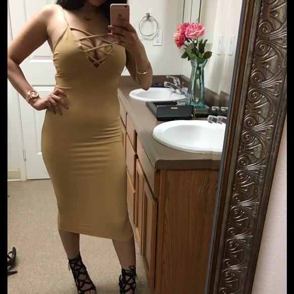 Nude midi dress