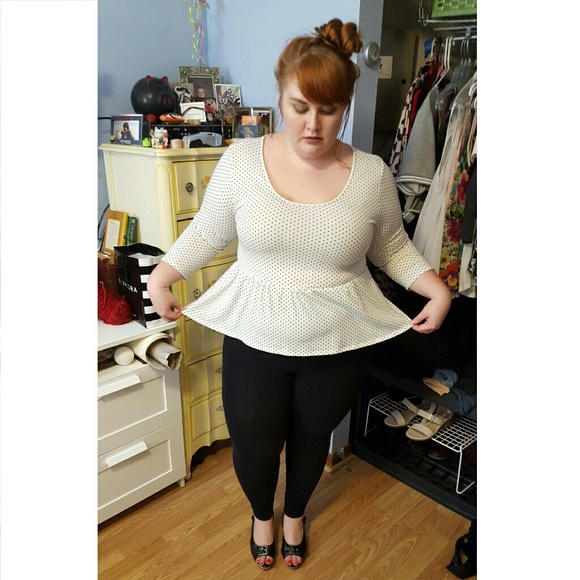 SOLD Xhilaration Polka Dot Peplum Zipper Top XXL