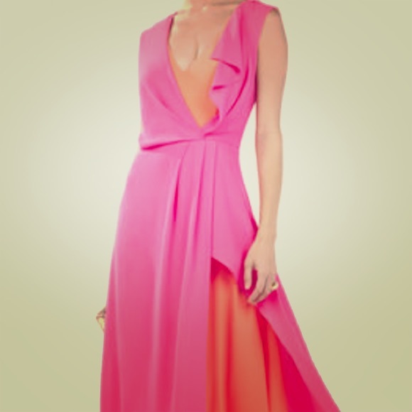 BCBG dress pink orange long formal small