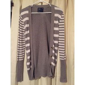 Gray and white cardigan