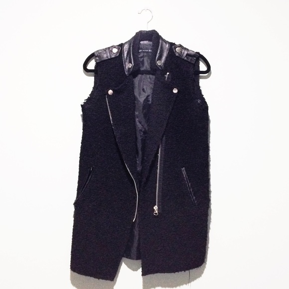 Shearling Vest w/ Leather Trim (Motorcycle Cut)