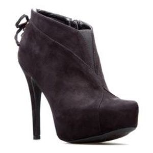 Shoe Dazzle // Black Suede Lace-up Platform Bootie