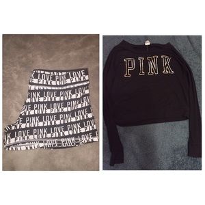 VS Pink long sleeve & short sleep set :)