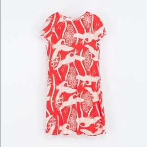 =reserved= Zara red crane bird print dress