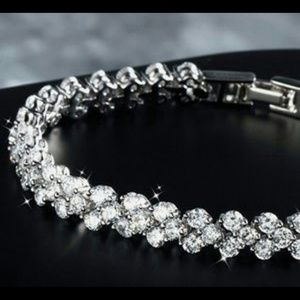 Wedding link chain cuff link bracelet cz crystal