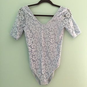 Topshop baby blue lace bodysuit