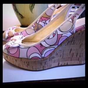 Coach Grace Peeptoe Cork Wedge Size 10 GUC