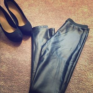 Black leather leggings