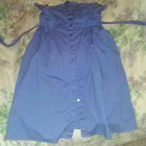 blue button up dress that ties in the back