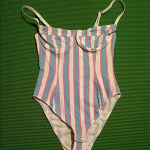 American Apparel Pastel Striped Bodysuit- Small