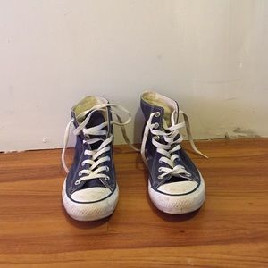 Navy blue converse all star high tops
