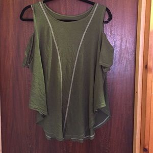 olive green free people off the shoulder top