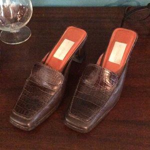 Worthington Brown Leather Mules