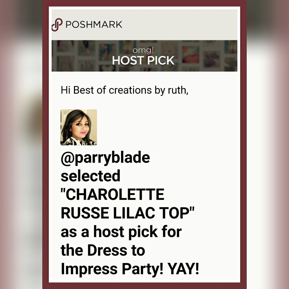 🎉"HOST PICK"🎉CHAROLETTE RUSSE LILAC TOP - Picture 4 of 4