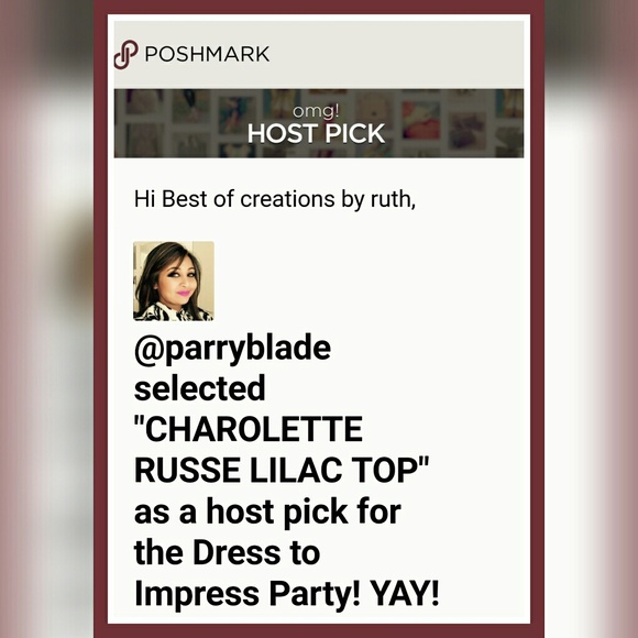 🎉"HOST PICK"🎉CHAROLETTE RUSSE LILAC TOP - Picture 4 of 4