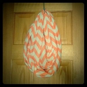 White and Coral Infinity Scarf