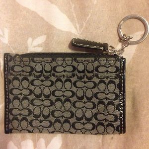 Black small Coach Classic C's key ring pouch