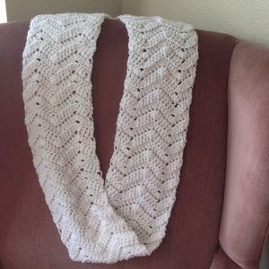 WHITE Chevron Crochet Scarf