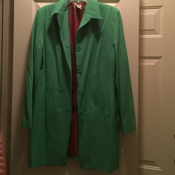 Kelly green trench coat