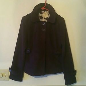 Tulle Deep Purple Hooded Pea Coat