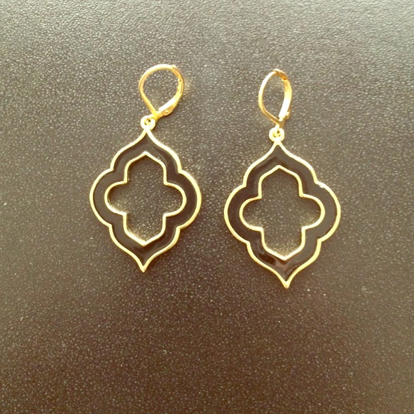 Black and Gold Drop Earrings