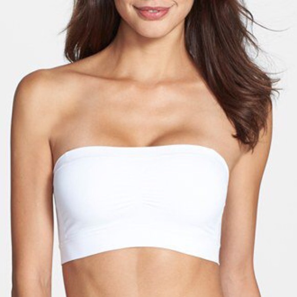 Strapless white bandeau bra