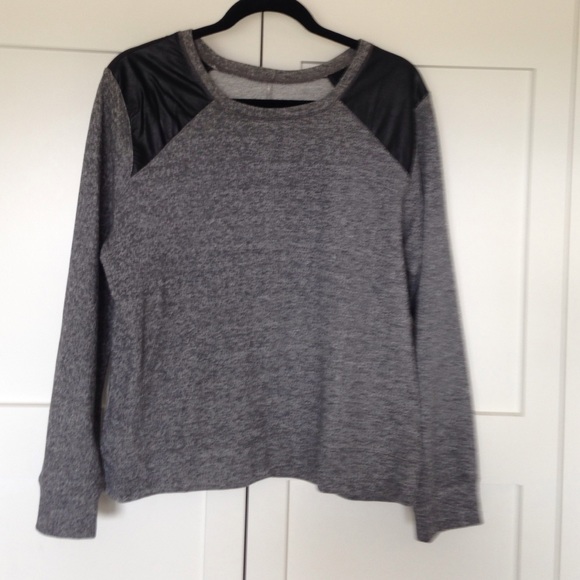 Faux leather detail sweatshirt
