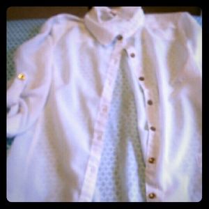 White, sheer, button up.