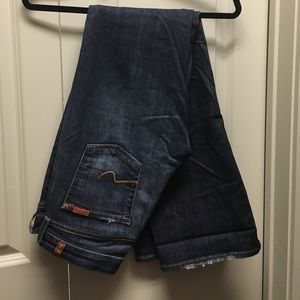 7 for all mankind, dark wash low cut denim pants