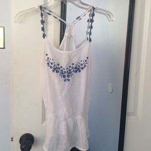 Semi see through blue daisy top
