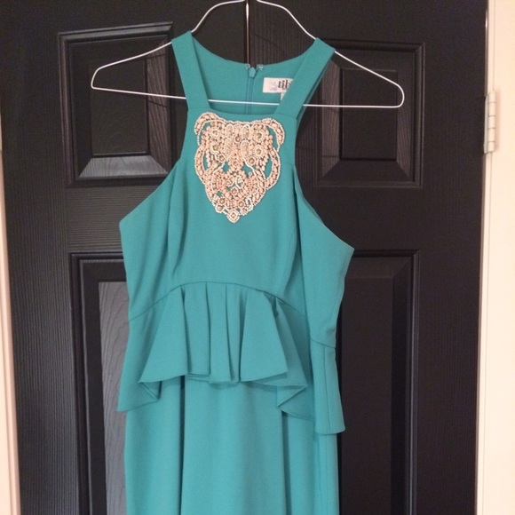 Tibi peplum beaded dress