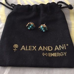 NWOT Alex and Ani Aqua Sparkler Earrings