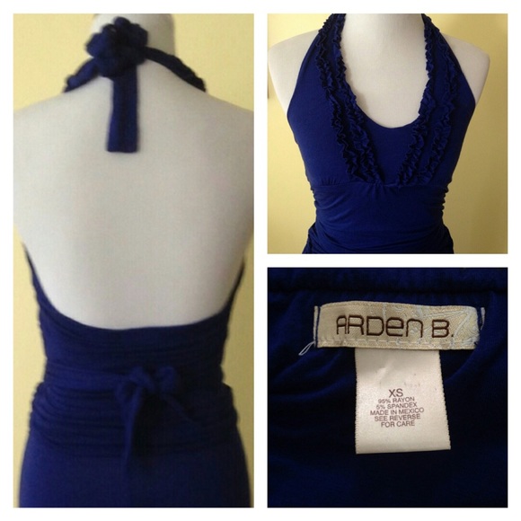 Royal Blue Stretchy Jumpsuit Halter Top Style - Picture 3 of 4