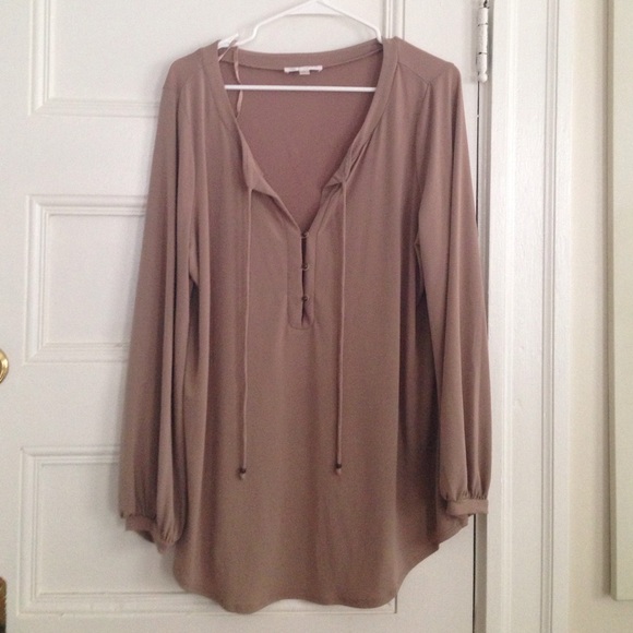 Taupe long sleeve blouse
