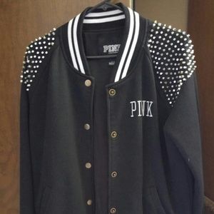 Pink studded Letterman sweater/jacket