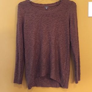 Soft,light brown round neck sweater, hi/lo bottom