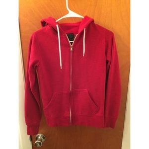 Red zip up jacket