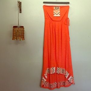 THML Orange Strapless Dress