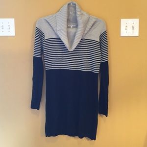 Super soft sweater dress with cowl neck.