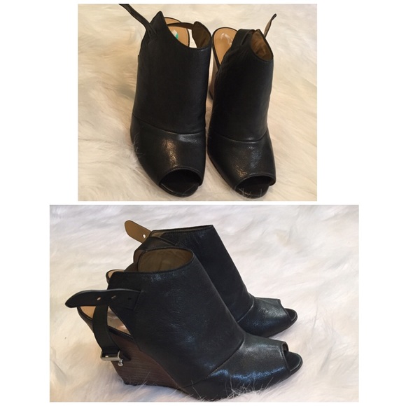 Coach sling back open toe booties