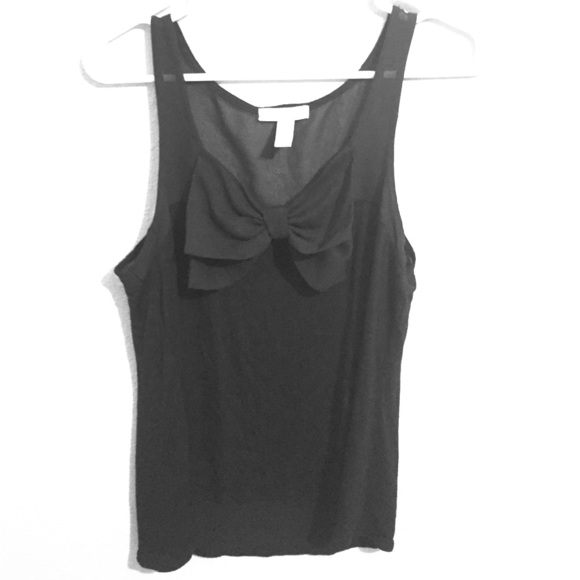 Black chiffon bow top
