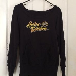 Off shoulder Harley Davidson hoodie❤️